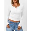 imageTrendy Queen Womens Long Sleeve Shirts 2025 Henley Casual Fall Outfits Fitted Tops Ribbed Fashion Basic TeesWhite