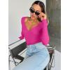 imageTrendy Queen Going Out Tops for Women Trendy Long Sleeve Shirts Fashion Clothing V Neck Basic Y2K Clothes Cute Shirt CorsetHot Pink