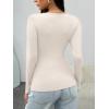 imageTrendy Queen Womens Long Sleeve Shirts V Neck Ribbed Knit Fall TopsBeige
