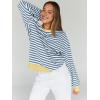 imageTrendy Queen Oversized Sweatshirt for Women 2025 Fall Crewneck Striped Long Sleeve Shirts Hoodies Cute Top Y2K OutfitsBluewhite