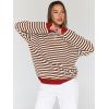 imageTrendy Queen Oversized Sweatshirt for Women 2025 Fall Crewneck Striped Long Sleeve Shirts Hoodies Cute Top Y2K OutfitsBrownwhite