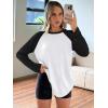 imageTrendy Queen Women Oversized Long Sleeve Shirt 2025 Summer Casual Basics Top Loose Fit Tee Fashion Cute ClothesWhiteblack