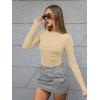 imageTrendy Queen Womens Boat Neck Tops Long Sleeve Shirts Casual Fitted Tee Shirts Solid Color Fall Basic Clothes 2025Khaki
