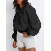 imageTrendy Queen Womens Cute Cropped Hoodies Y2k Long Sleeve Sweatshirts Fall Fashion Outfits Winter Sweater Clothes 2025Black