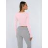 imageTrendy Queen Womens Long Sleeve Shirts Crop Tops Fall Fashion 2025 Square Neck Going Out Basics Tees Y2k ClothesPink
