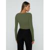 imageTrendy Queen Womens Long Sleeve Shirts Square Neck Going Out Crop Tops Fashion Y2k Workout Clothes Fall Outfits 2025Army Green