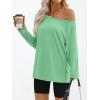 imageTrendy Queen Womens Off The Shoulder Tops Oversized Tshirts Long Sleeve 2025 Casual Basic TeesGreen