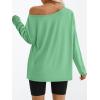 imageTrendy Queen Womens Off The Shoulder Tops Oversized Tshirts Long Sleeve 2025 Casual Basic TeesGreen