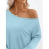 imageTrendy Queen Womens Off The Shoulder Tops Oversized Tshirts Long Sleeve 2025 Casual Basic TeesLight Blue