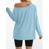 imageTrendy Queen Womens Off The Shoulder Tops Oversized Tshirts Long Sleeve 2025 Casual Basic TeesLight Blue