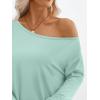 imageTrendy Queen Womens Off The Shoulder Tops Oversized Tshirts Long Sleeve 2025 Casual Basic TeesMint Green