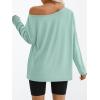imageTrendy Queen Womens Off The Shoulder Tops Oversized Tshirts Long Sleeve 2025 Casual Basic TeesMint Green