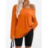 imageTrendy Queen Womens Off The Shoulder Tops Oversized Tshirts Long Sleeve 2025 Casual Basic TeesOrange