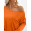 imageTrendy Queen Womens Off The Shoulder Tops Oversized Tshirts Long Sleeve 2025 Casual Basic TeesOrange