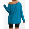 imageTrendy Queen Womens Off The Shoulder Tops Oversized Tshirts Long Sleeve 2025 Casual Basic TeesRoyal Blue