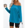 imageTrendy Queen Womens Off The Shoulder Tops Oversized Tshirts Long Sleeve 2025 Casual Basic TeesRoyal Blue