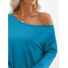 imageTrendy Queen Womens Off The Shoulder Tops Oversized Tshirts Long Sleeve 2025 Casual Basic TeesRoyal Blue