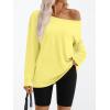 imageTrendy Queen Womens Off The Shoulder Tops Oversized Tshirts Long Sleeve 2025 Casual Basic TeesYellow
