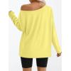 imageTrendy Queen Womens Off The Shoulder Tops Oversized Tshirts Long Sleeve 2025 Casual Basic TeesYellow