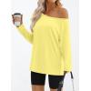 imageTrendy Queen Womens Off The Shoulder Tops Oversized Tshirts Long Sleeve 2025 Casual Basic TeesYellow