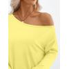 imageTrendy Queen Womens Off The Shoulder Tops Oversized Tshirts Long Sleeve 2025 Casual Basic TeesYellow