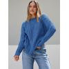 imageTrendy Queen Womens Oversized Cable Knit Crewneck SweatersAzure Blue