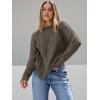 imageTrendy Queen Womens Oversized Cable Knit Crewneck SweatersCedar Brown