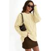imageTrendy Queen Womens Oversized Cable Knit Crewneck SweatersCreamy Corn