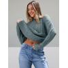 imageTrendy Queen Womens Oversized Cable Knit Crewneck SweatersDark Sage