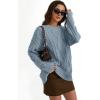 imageTrendy Queen Womens Oversized Cable Knit Crewneck SweatersDusty Blue
