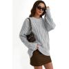 imageTrendy Queen Womens Oversized Cable Knit Crewneck SweatersHeather Grey