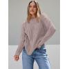 imageTrendy Queen Womens Oversized Cable Knit Crewneck SweatersLight Mauve