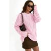 imageTrendy Queen Womens Oversized Cable Knit Crewneck SweatersPastel Pink