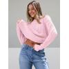 imageTrendy Queen Womens Oversized Cable Knit Crewneck SweatersPastel Pink