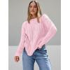 imageTrendy Queen Womens Oversized Cable Knit Crewneck SweatersPastel Pink