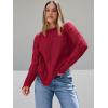 imageTrendy Queen Womens Oversized Cable Knit Crewneck SweatersRed