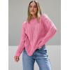 imageTrendy Queen Womens Oversized Cable Knit Crewneck SweatersRose Pink