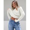 imageTrendy Queen Womens Oversized Cable Knit Crewneck SweatersWhite