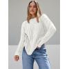 imageTrendy Queen Womens Oversized Cable Knit Crewneck SweatersWhite