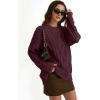 imageTrendy Queen Womens Oversized Cable Knit Crewneck SweatersWine Red