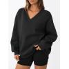 imageTrendy Queen Womens Oversized Sweatshirts Fall Fashion V Neck Hoodies Loose Fit Winter Outfits Teen Girl Clothes 2025Black