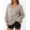 imageTrendy Queen Womens Oversized Sweatshirts Fall Fashion V Neck Hoodies Loose Fit Winter Outfits Teen Girl Clothes 2025Coffeegrey