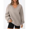 imageTrendy Queen Womens Oversized Sweatshirts Fall Fashion V Neck Hoodies Loose Fit Winter Outfits Teen Girl Clothes 2025Coffeegrey