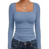 imageTrendy Queen Womens Long Sleeve Shirts Square Neck Going Out Crop Tops Fashion Y2k Workout Clothes Fall Outfits 2025Blue