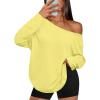 imageTrendy Queen Womens Off The Shoulder Tops Oversized Tshirts Long Sleeve 2025 Casual Basic TeesYellow