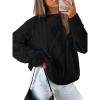 imageTrendy Queen Womens Oversized Cable Knit Crewneck SweatersBlack