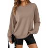 imageTrendy Queen Womens Sweatshirts Crewneck Hoodies Casual Sweaters Long Sleeve Tops Fall Fashion Outfits Winter Clothes 2025Khaki