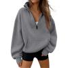 imageTrendy Queen Womens Sweatshirts Quarter Half Zip Pullover Oversized Hoodies Fall Fashion 2025 Winter Fleece Jackets SweatersDarkgrey