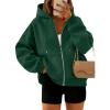 imageTrendy Queen Zip Up Hoodies For Women Cropped Sweatshirts Fall Fashion Outfits 2025 Y2k Fleece Teen Girls ClothesDarkgreen