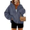 imageTrendy Queen Zip Up Hoodies For Women Cropped Sweatshirts Fall Fashion Outfits 2025 Y2k Fleece Teen Girls ClothesGrey Blue
